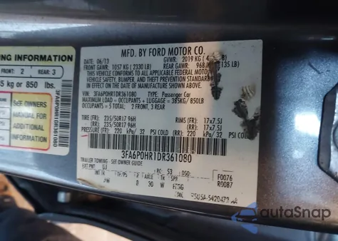 2013 Ford Fusion Se из США, поврежденный, VIN 3FA6P0HR1DR361080